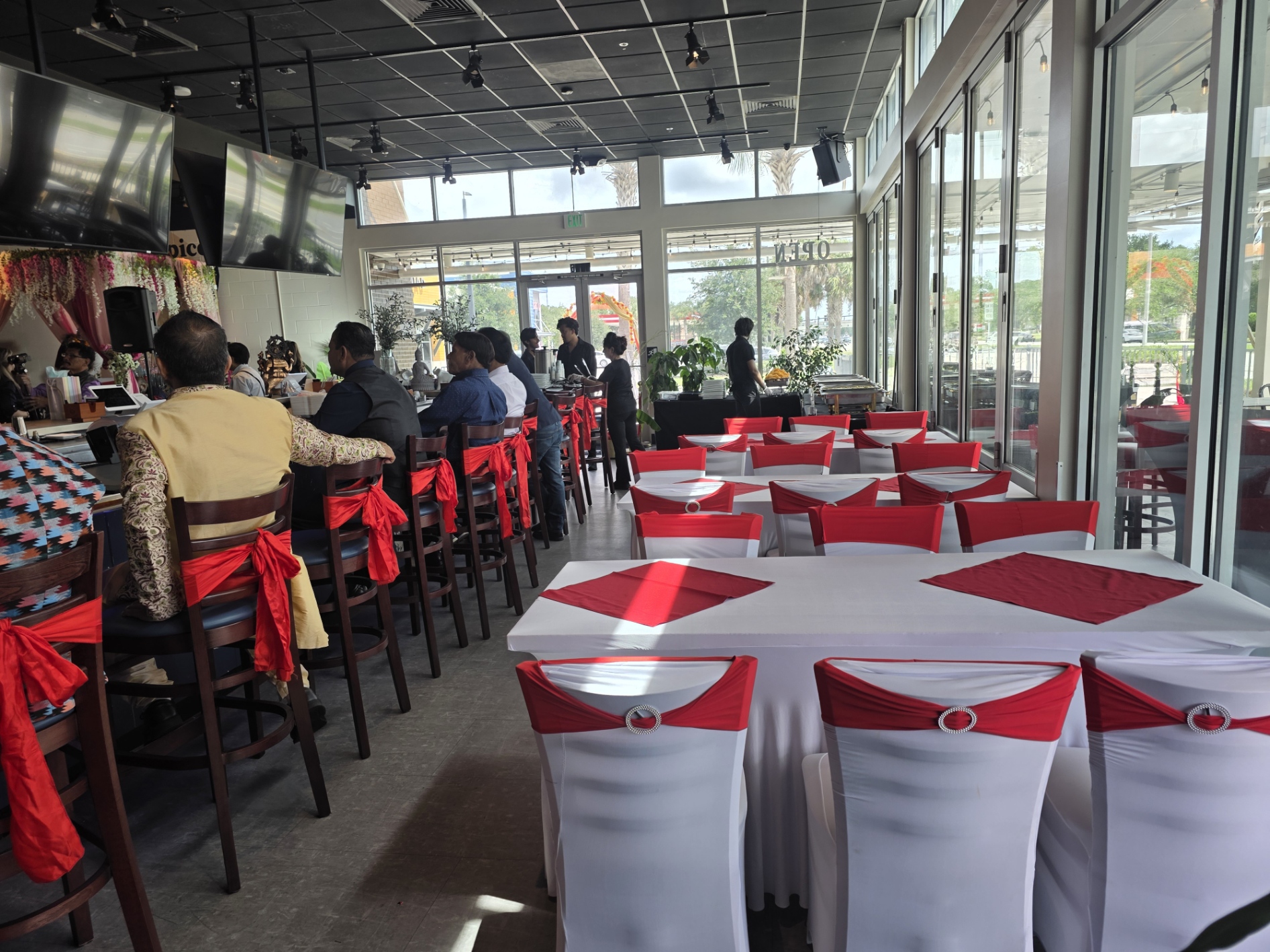 Restaurant decorated for Nepali wedding